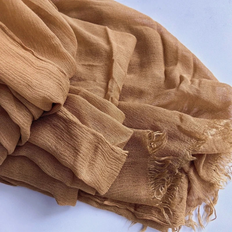 61 Colors Soft Cotton Viscose Scarf Rayon Material Muslim Hijab Mid Eastern Plain Solid Color Headscarf With Tassel - Vestico