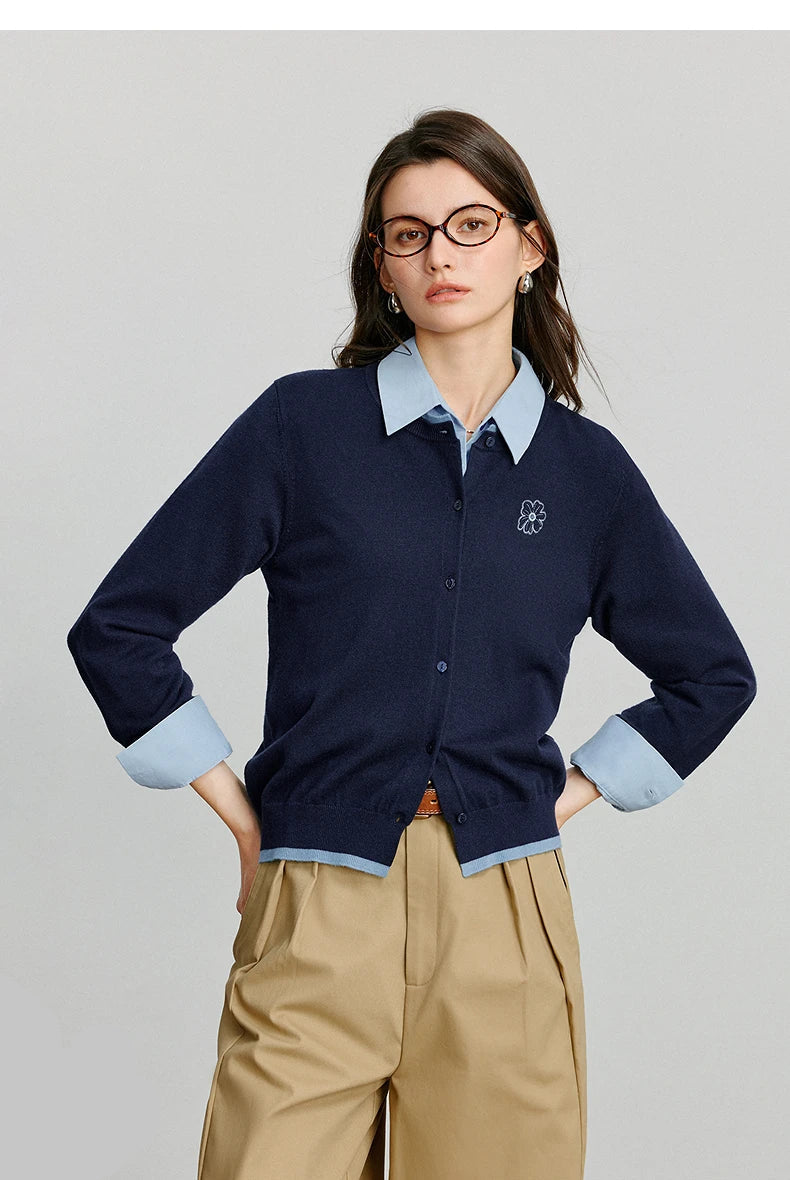 Cardigan Femme Vert Brodé – Élégance Automne/Hiver - Vestico