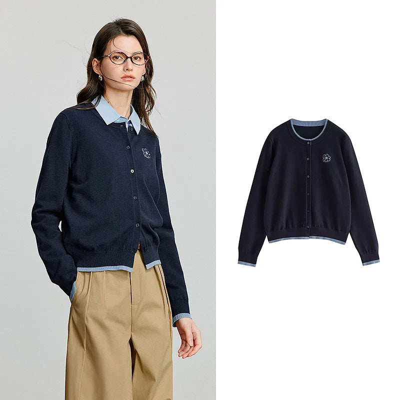 Cardigan Femme Vert Brodé – Élégance Automne/Hiver - Vestico