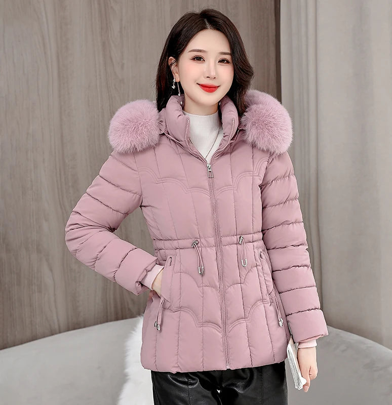 Doudoune Courte Femme à Capuche, Manteau Chaud Hiver 2025
