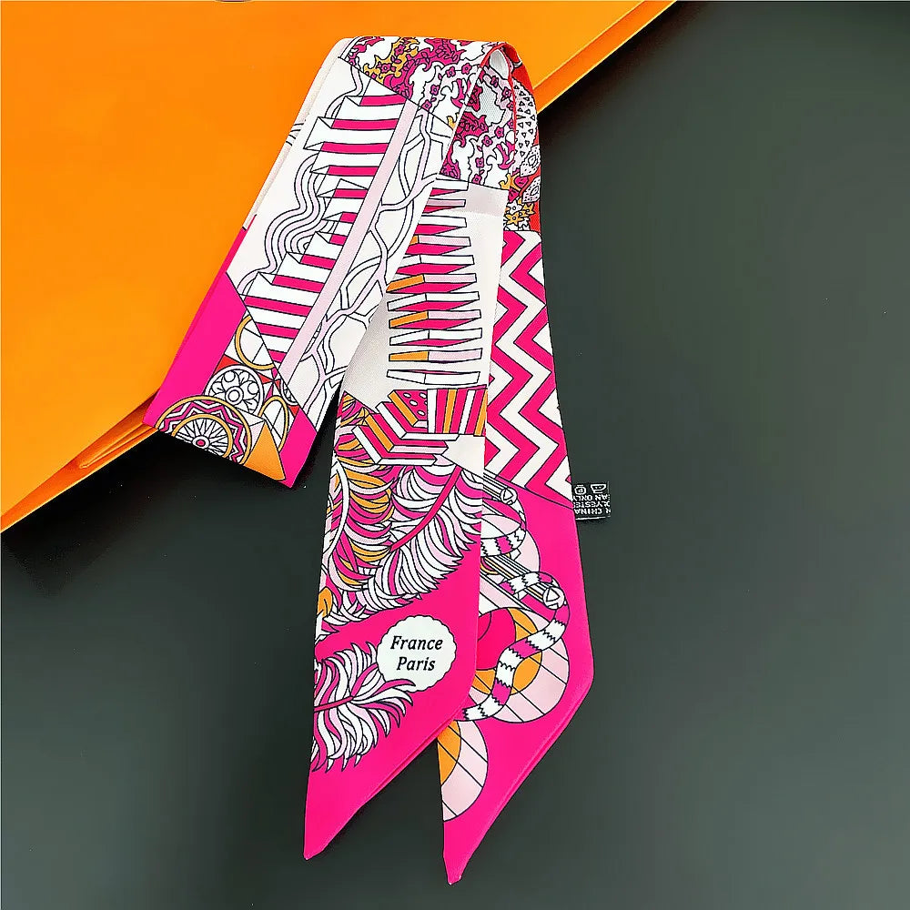 Foulard Femme Imprimé – Écharpe Fine en Soie, Accessoire pour Sac & Cheveux - Vestico