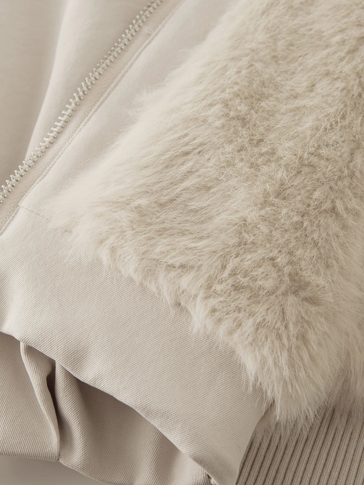 Veste courte réversible femme à col en fausse fourrure – style vintage workwear