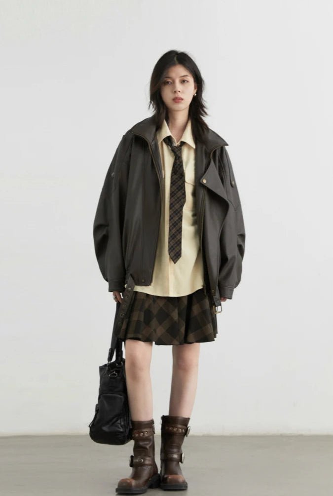 Veste Femme Similicuir – Col Rétro Chic - Vestico