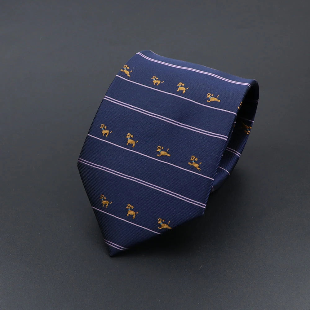 Cravate Homme Imprimée – Motifs Chiens, Rayures & Style Élégant