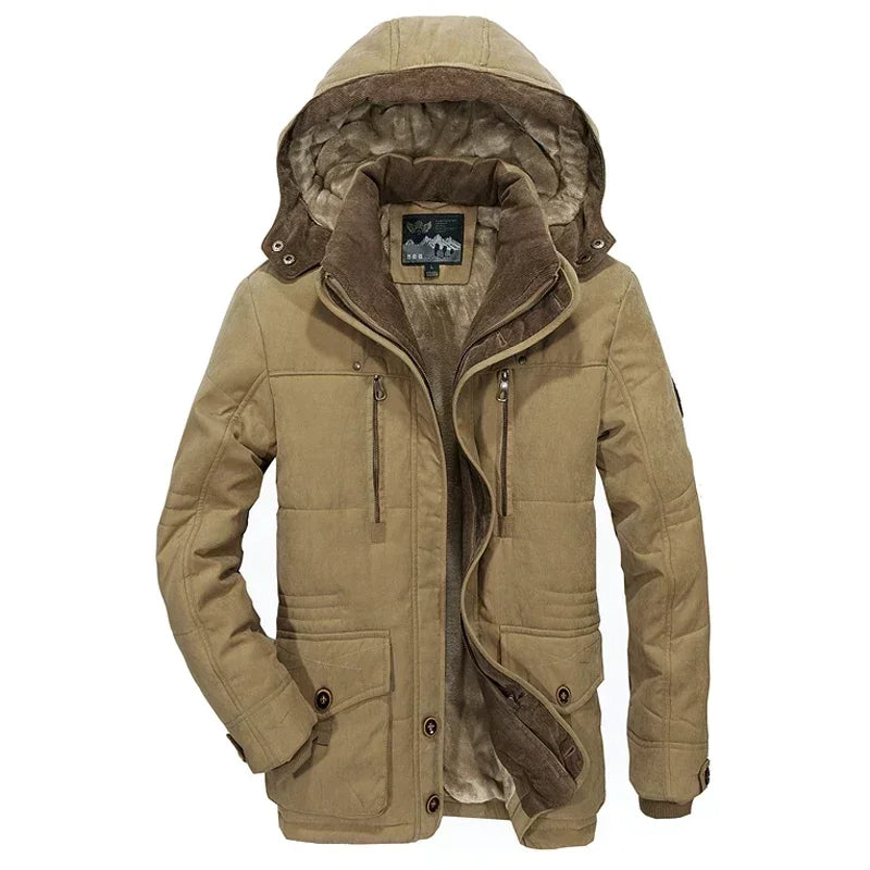 Veste Hivernale Homme Épaisse et Chaude – Capuche Amovible, Style Armée Décontracté