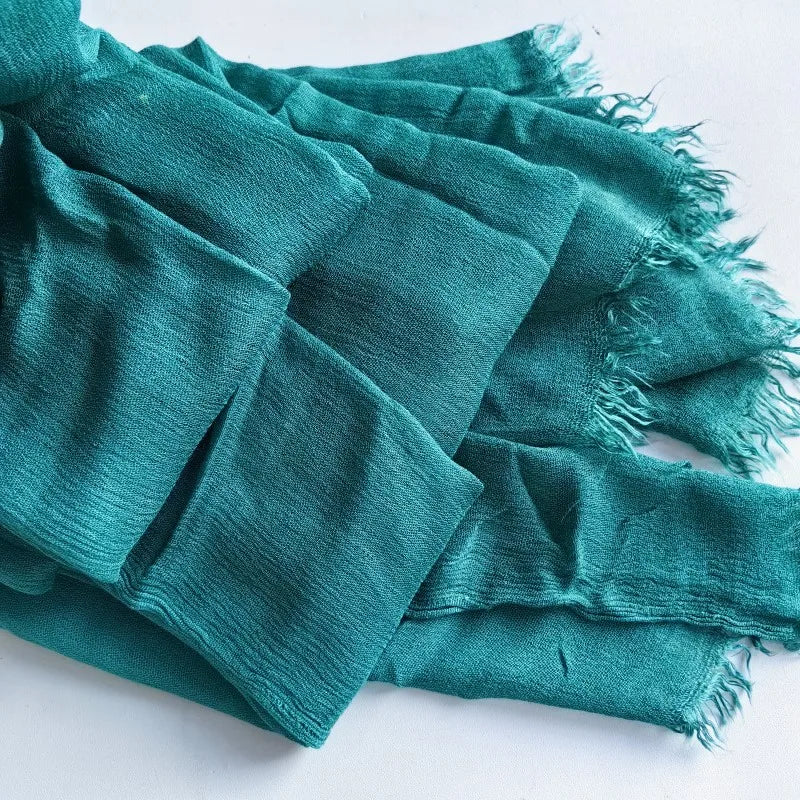 61 Colors Soft Cotton Viscose Scarf Rayon Material Muslim Hijab Mid Eastern Plain Solid Color Headscarf With Tassel - Vestico