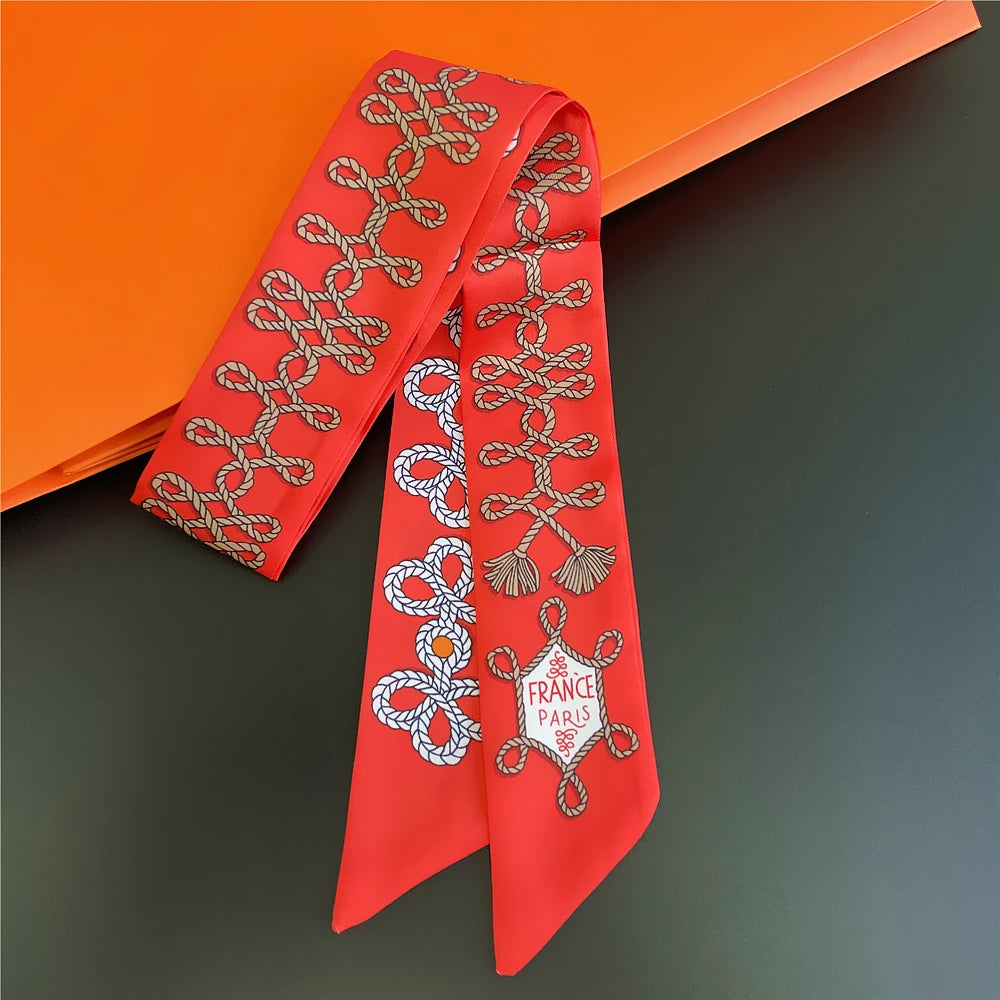 Foulard Femme Imprimé – Écharpe Fine en Soie, Accessoire pour Sac & Cheveux - Vestico