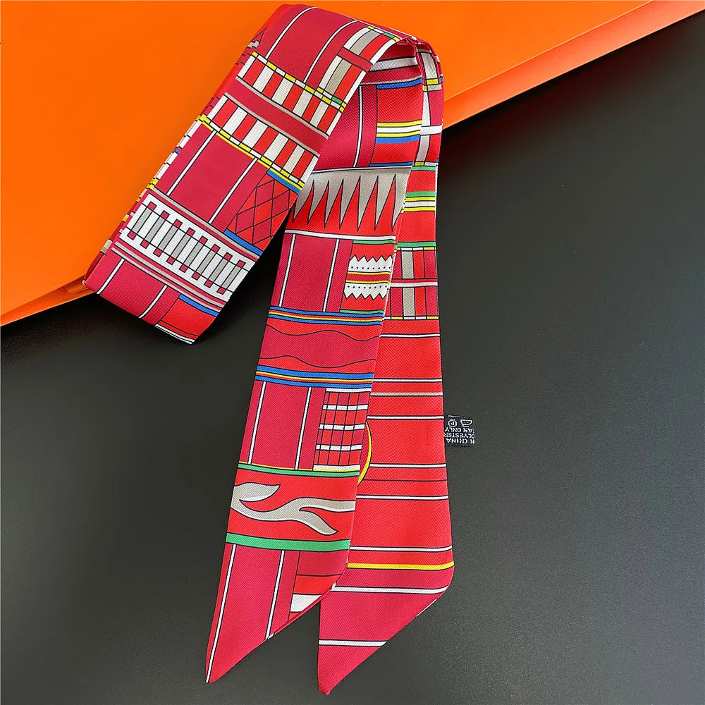 Foulard Femme Imprimé – Écharpe Fine en Soie, Accessoire pour Sac & Cheveux - Vestico