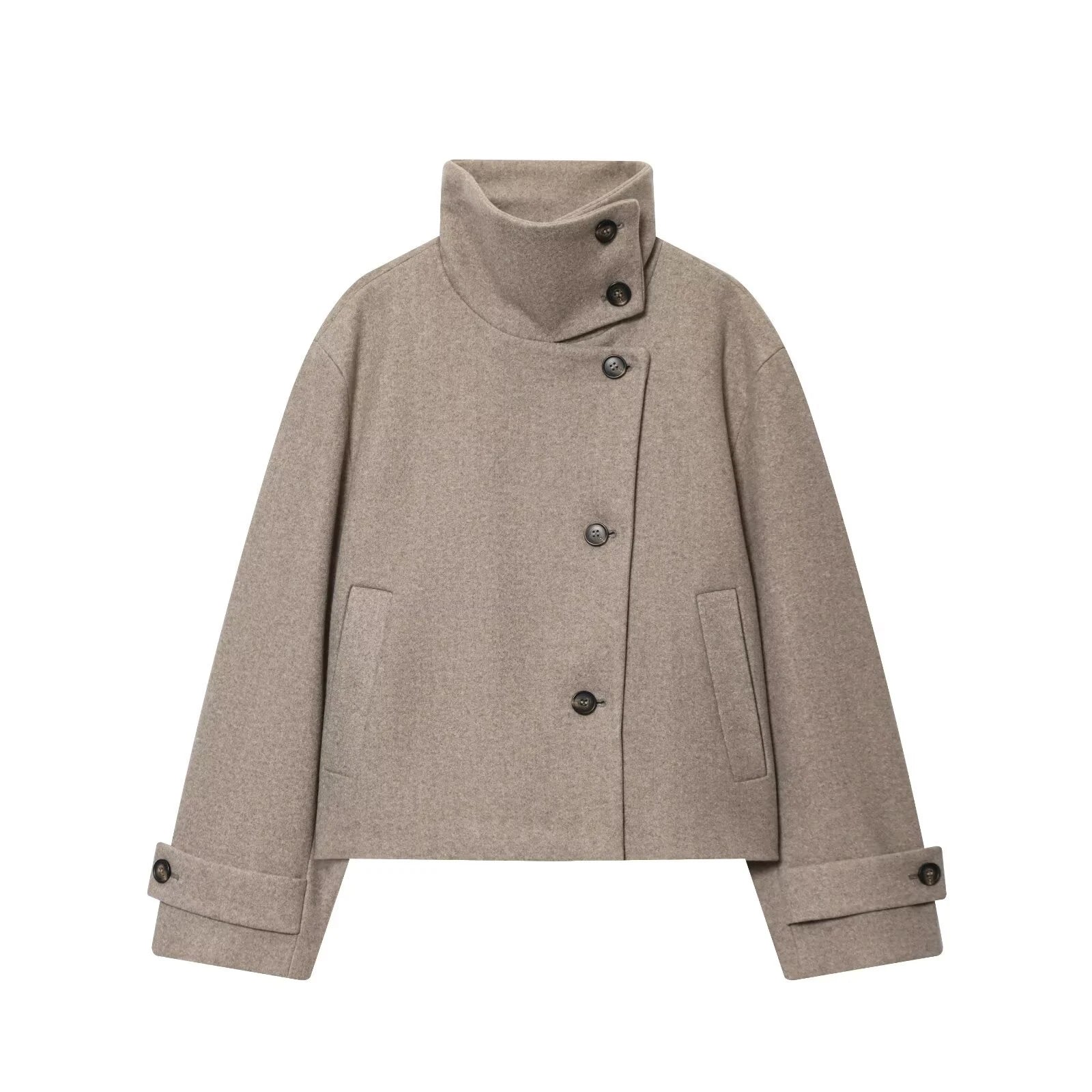 Manteau Femme Oversize – Col Montant, Coupe Décontractée & Style Hivernal