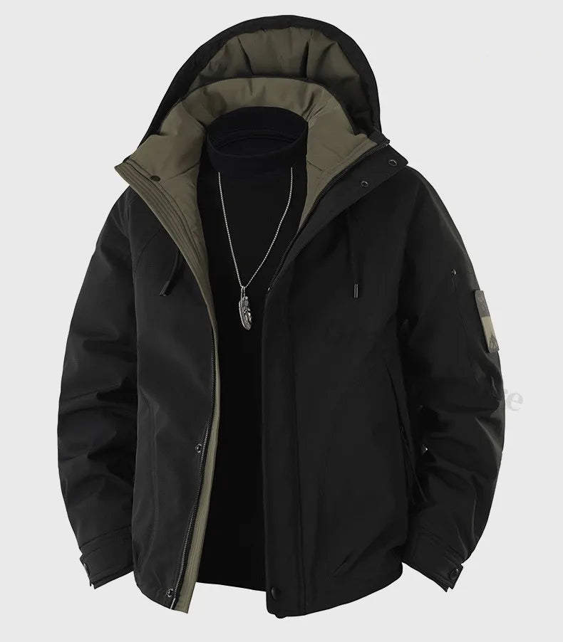 Doudoune Homme 90 % Duvet de Canard Blanc – Manteau Chaud à Capuche, Hiver 2025