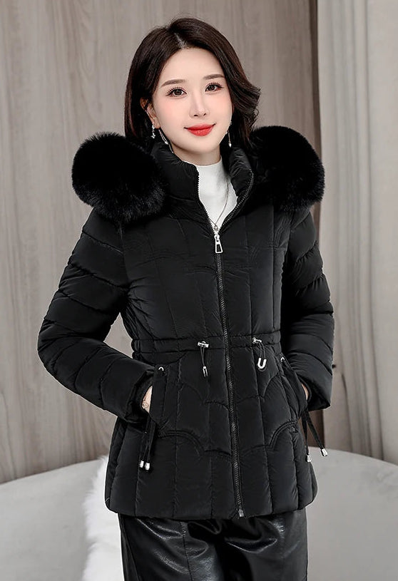 Doudoune Courte Femme à Capuche, Manteau Chaud Hiver 2025