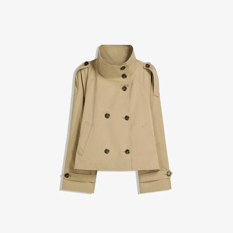 Trench Court Femme Chic – Double Boutonnage et Ceinture à la Taille - Vestico