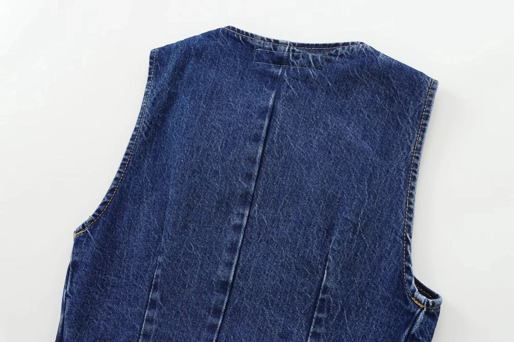 Gilet Femme en Jean – Sans Manches, Style Streetwear 2025 - Vestico