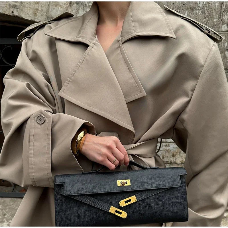 Trench Court Femme à Lacets – Élégant & Moderne - Vestico