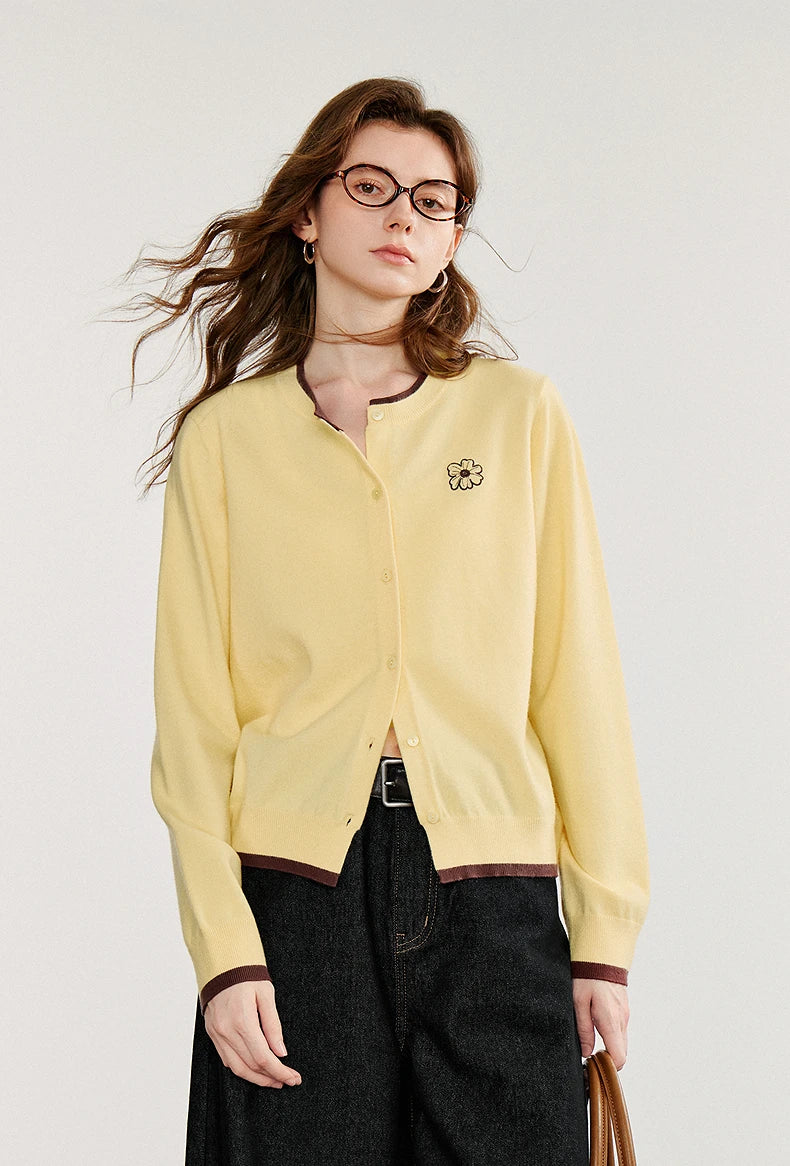 Cardigan Femme Vert Brodé – Élégance Automne/Hiver - Vestico