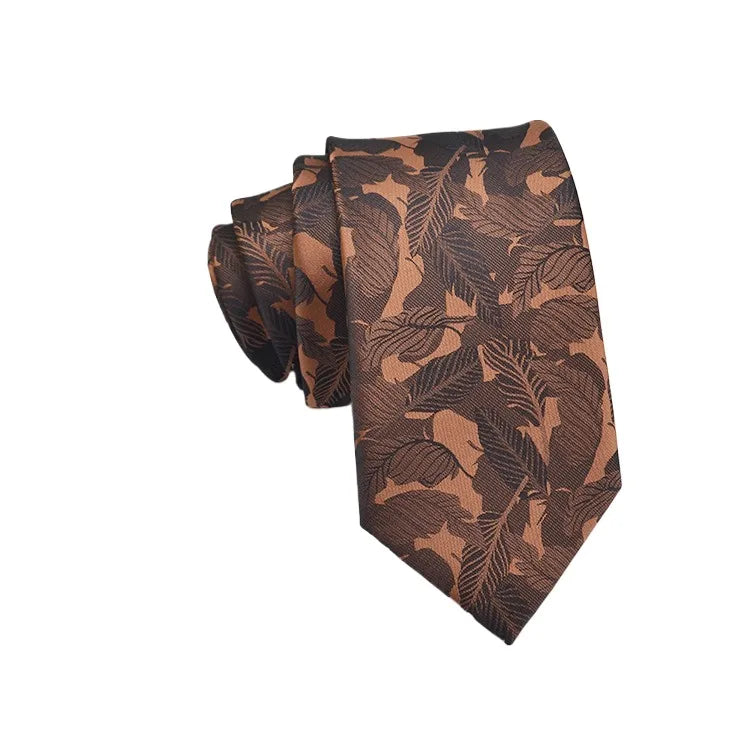 Cravate Homme en Jacquard – Motifs Floraux & Pois, 145 × 8 cm