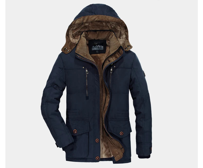 Veste Hivernale Homme Épaisse et Chaude – Capuche Amovible, Style Armée Décontracté