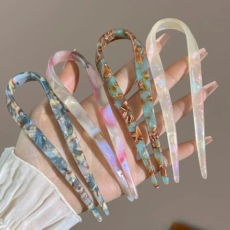 Pic à Cheveux en U Effet Écaille – Barrette Géométrique Élégante