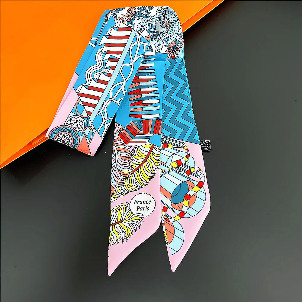 Foulard Femme Imprimé – Écharpe Fine en Soie, Accessoire pour Sac & Cheveux - Vestico