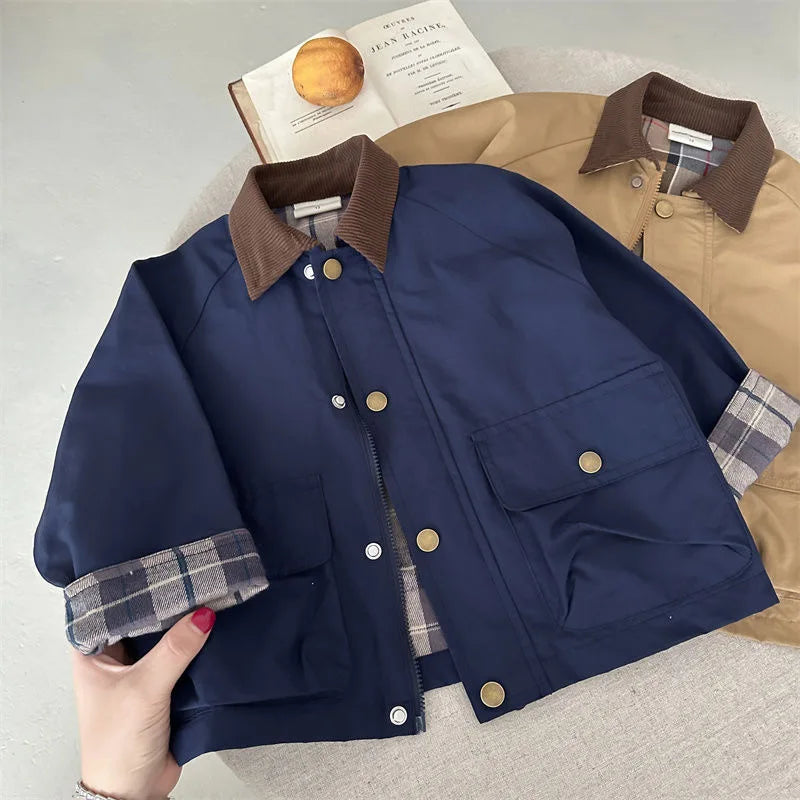 Fashion Baby Girl Boy Cargo Trench Jacket Infant Toddler Child Patchwork Coat Spring Autumn Child Dust Coat Baby Clothes 1-10Y - Vestico