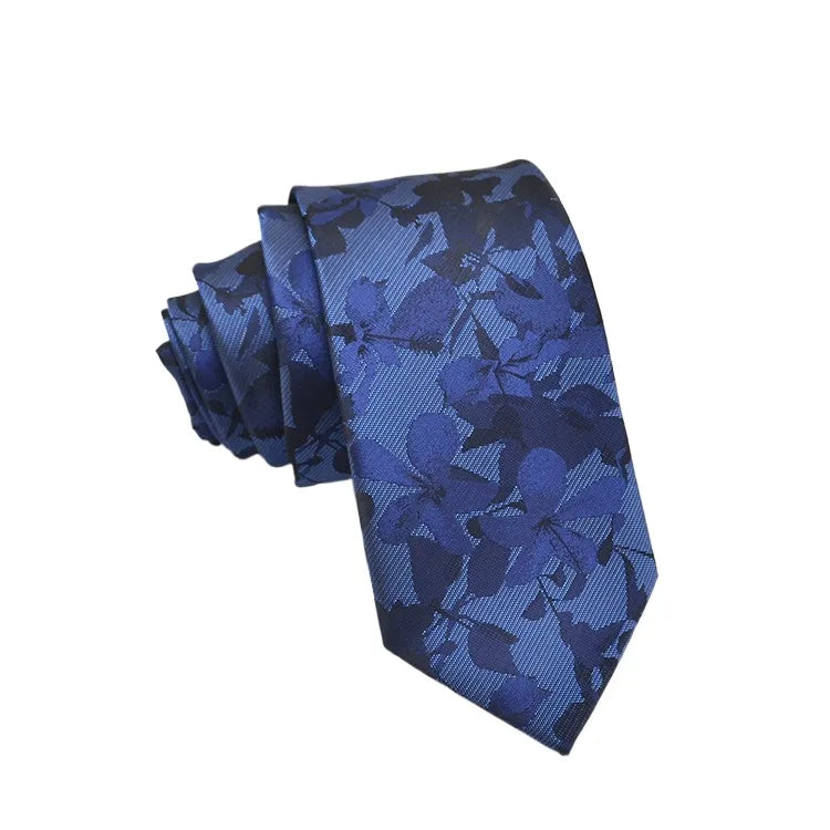 Cravate Homme en Jacquard – Motifs Floraux & Pois, 145 × 8 cm