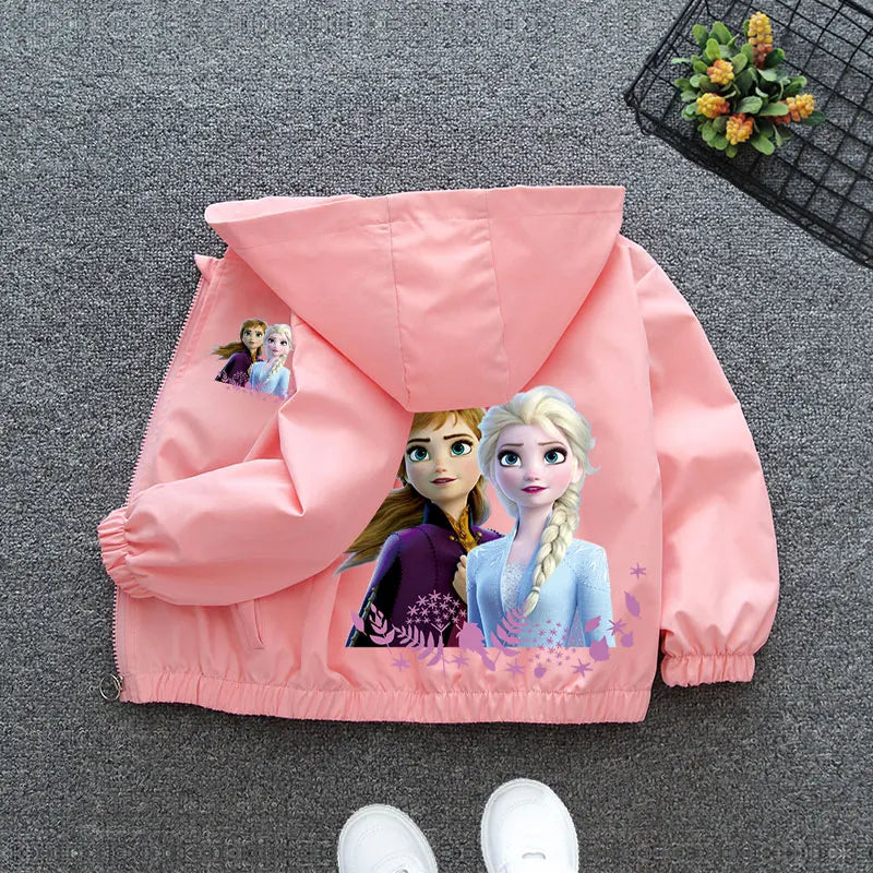 Autumn Baby Girls Cartoon Jacket Kids Minnie Mickey Mouse Coats Spring Fashion Frozen Elsa Hooded Windbreaker Clothing Outerwear - Vestico