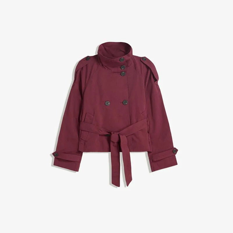 Trench Court Femme Chic – Double Boutonnage et Ceinture à la Taille - Vestico