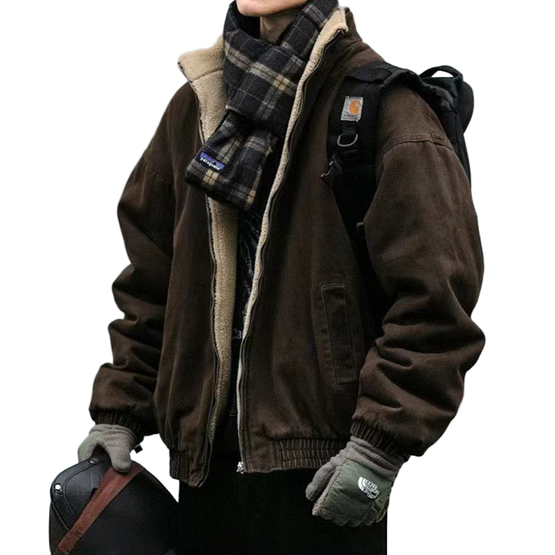 Veste Polaire Japonaise Vintage Homme – Épaisse et Chaude, Style Coréen Streetwear Décontracté - Vestico
