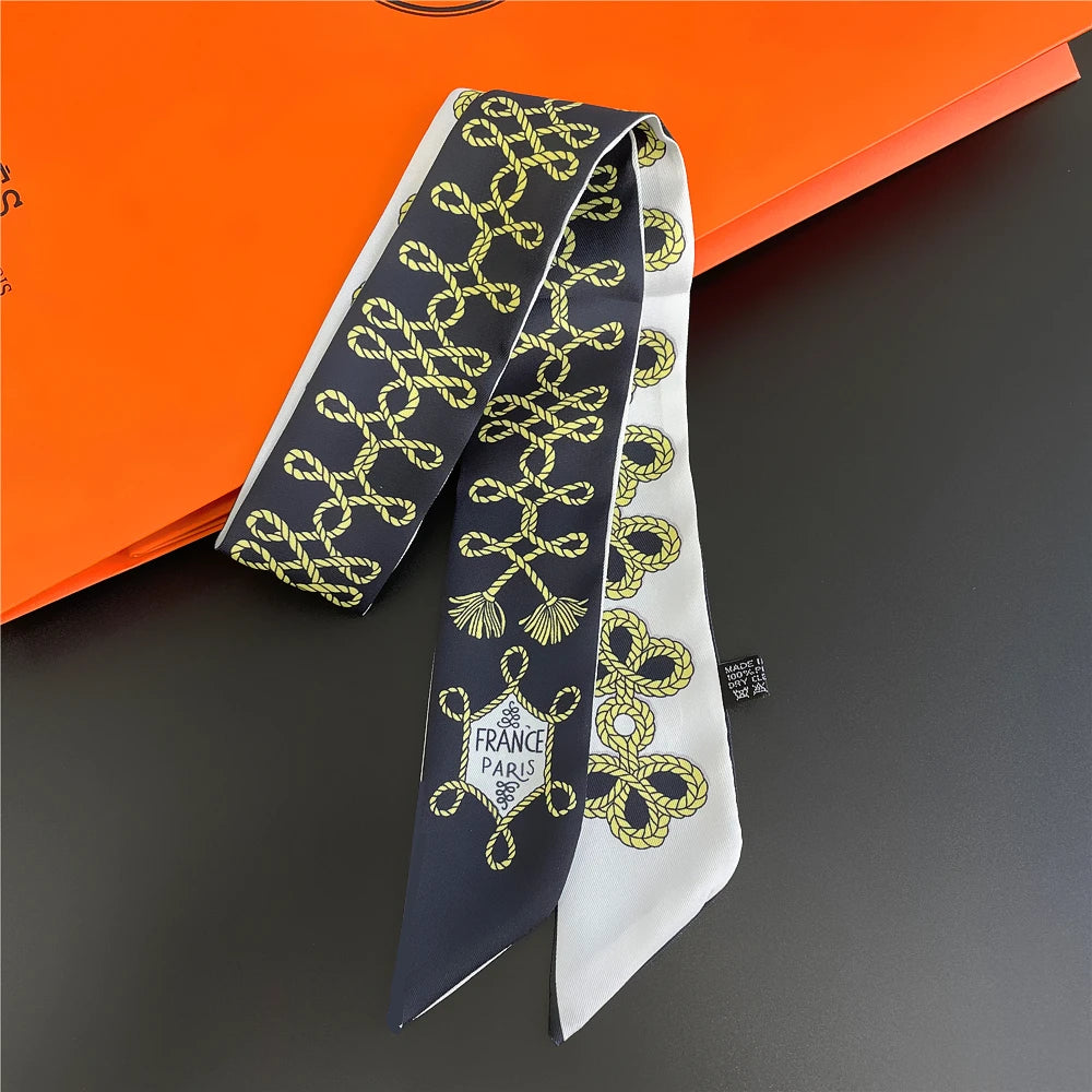 Foulard Femme Imprimé – Écharpe Fine en Soie, Accessoire pour Sac & Cheveux - Vestico