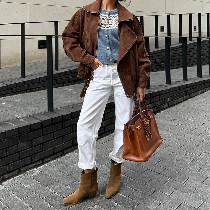 Veste Suédine Femme – Vintage Oversize - Vestico