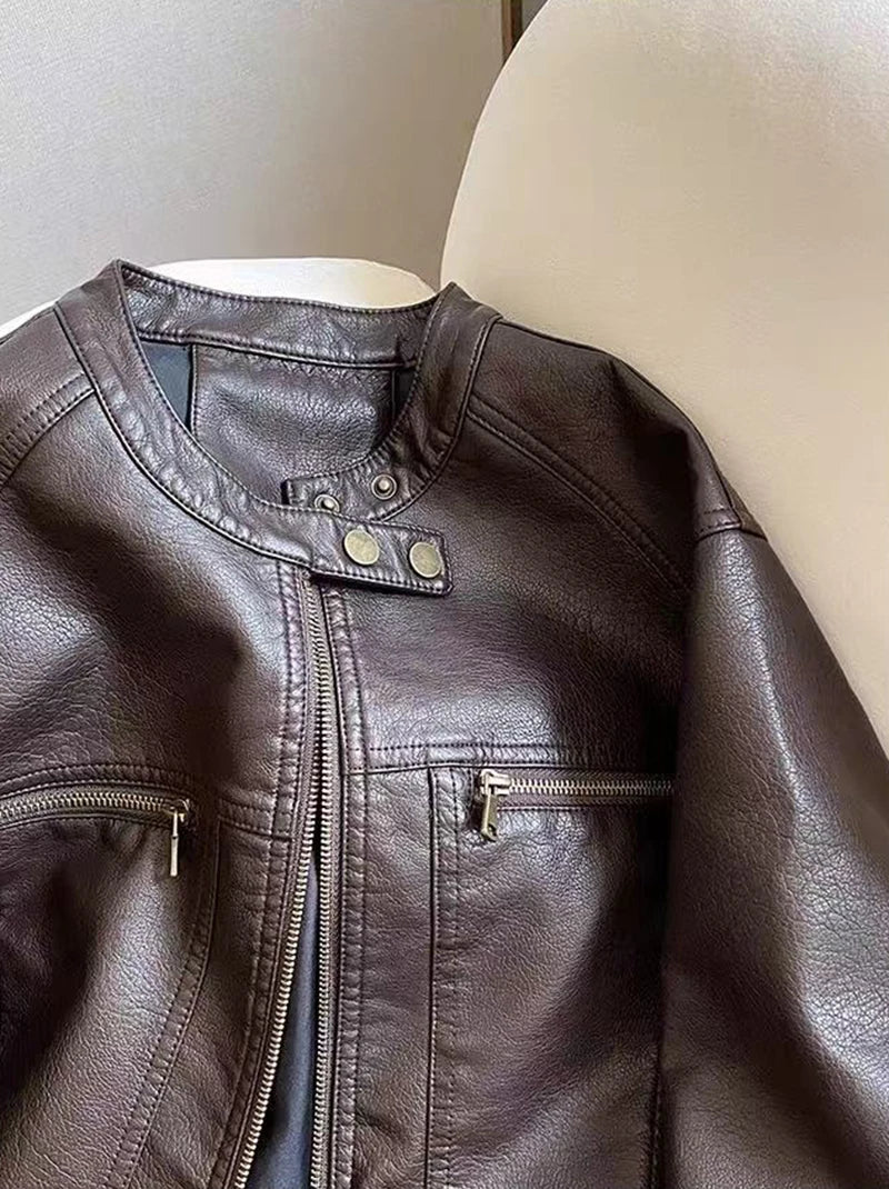 Veste Crop Simili cuir Femme – Style Y2K - Vestico