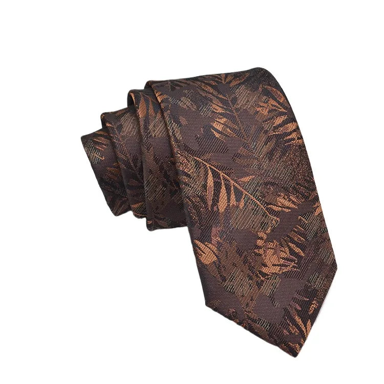 Cravate Homme en Jacquard – Motifs Floraux & Pois, 145 × 8 cm