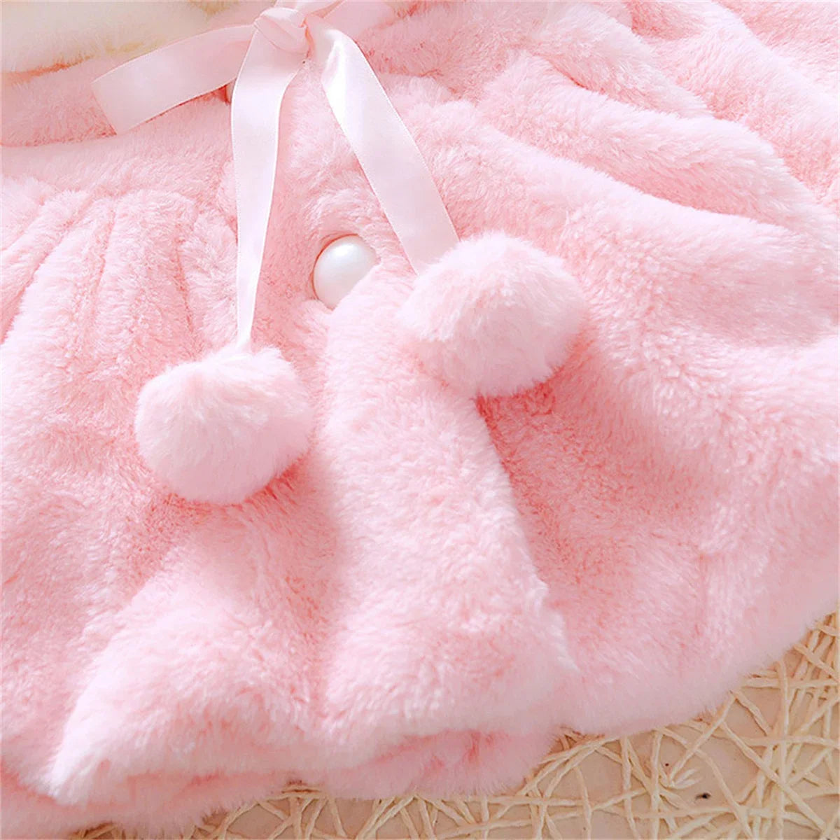 Winter Baby Girl Jacket Sweet And Cute Warm Hooded Rabbit Ear Wool Sweater Minimalist Children'S Clothing Suitable For 0-3 Year - Vestico