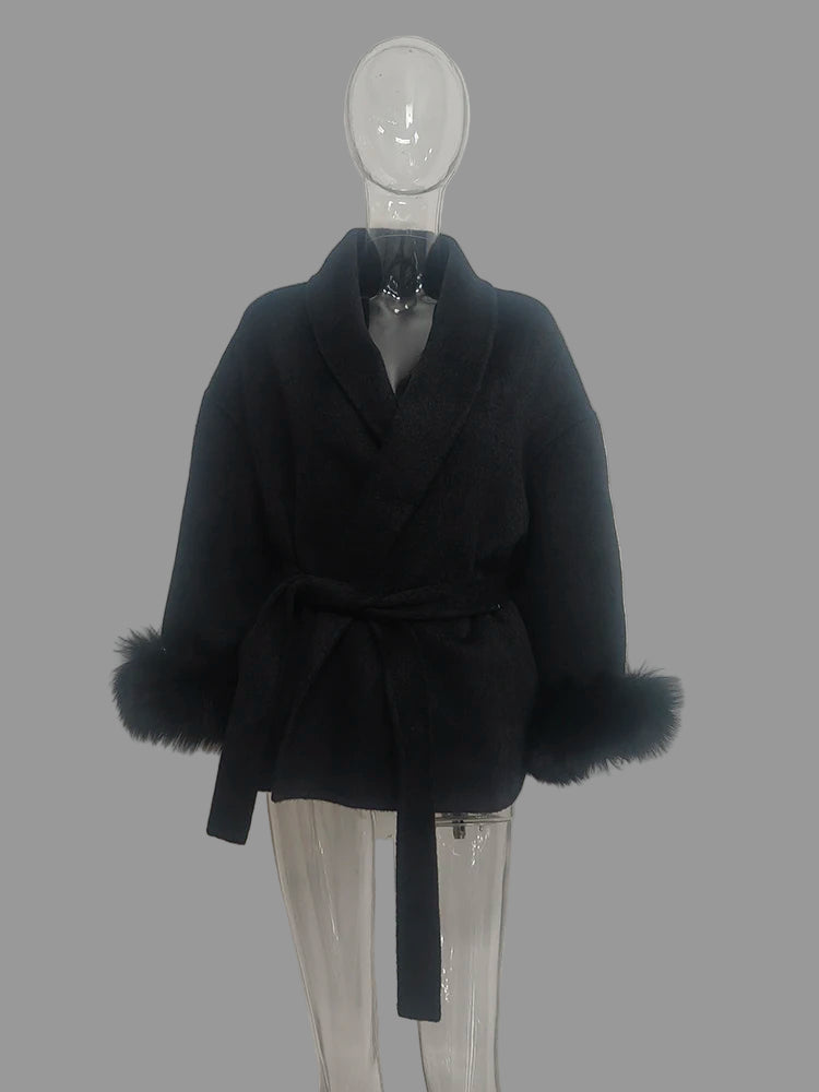 Manteau Femme OL – Patchwork Fourrure & Laine - Vestico