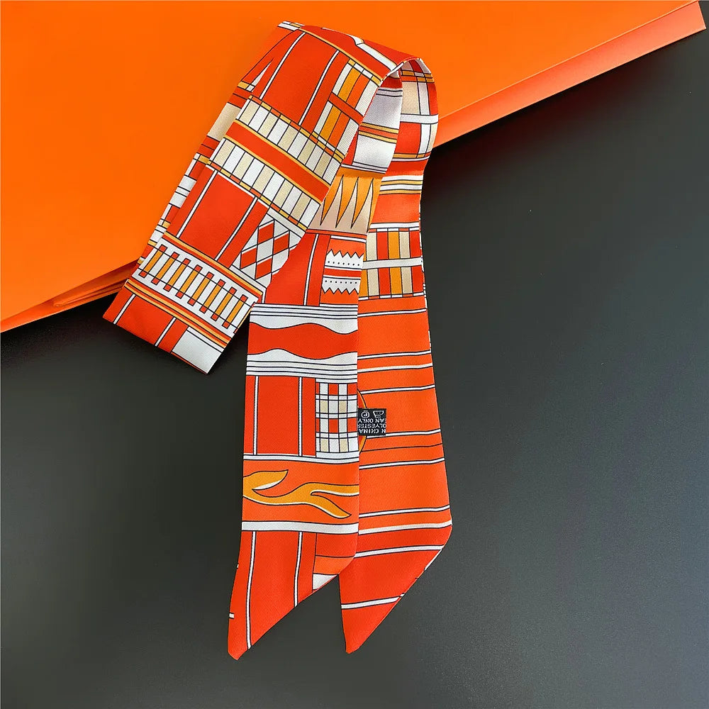 Foulard Femme Imprimé – Écharpe Fine en Soie, Accessoire pour Sac & Cheveux - Vestico