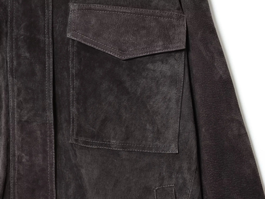 Veste Femme Suédée Grise – Col Montant, Fermeture Zippée, Style Streetwear Automne/Hiver 2025 - Vestico