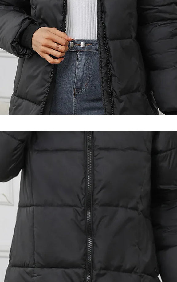 Doudoune Longue Femme Épaisse à Capuche – Manteau Chaud Automne Hiver 2024