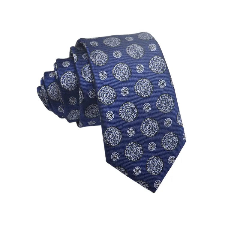 Cravate Homme en Jacquard – Motifs Floraux & Pois, 145 × 8 cm