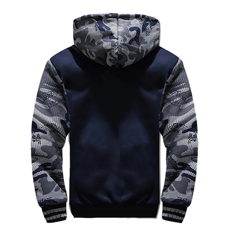 Veste Homme Camouflage Épaissie – Polaire Chaude, Capuche Ajustable, Style Streetwear Décontracté - Vestico