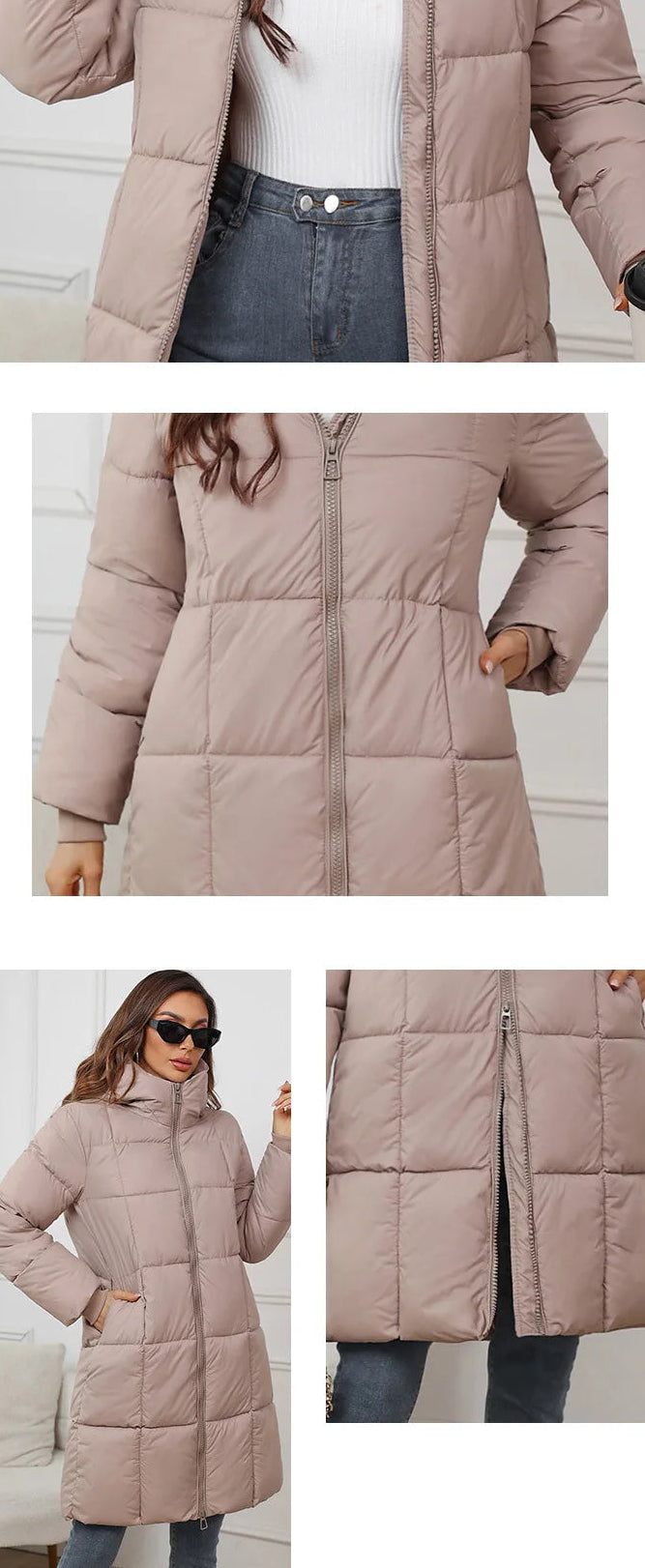 Doudoune Longue Femme Épaisse à Capuche – Manteau Chaud Automne Hiver 2024
