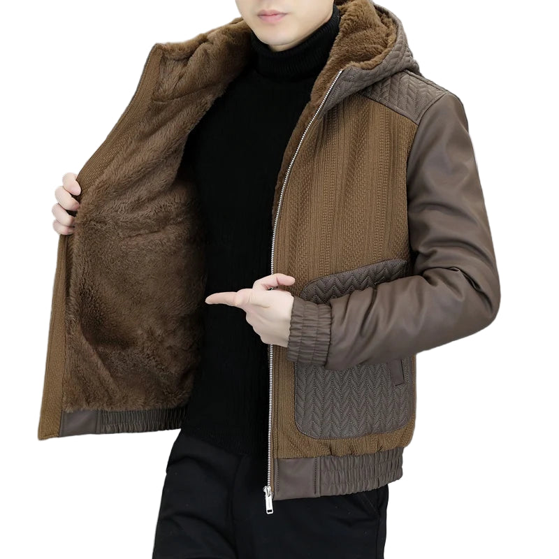 Veste Homme Hiver en Similicuir Épais – Style Streetwear avec Col Revers - Vestico