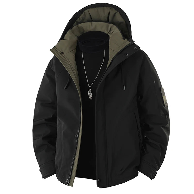 Doudoune Homme 90 % Duvet de Canard Blanc – Manteau Chaud à Capuche, Hiver 2025