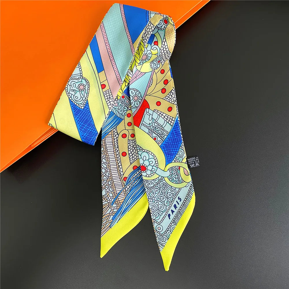 Foulard Femme Imprimé – Écharpe Fine en Soie, Accessoire pour Sac & Cheveux - Vestico