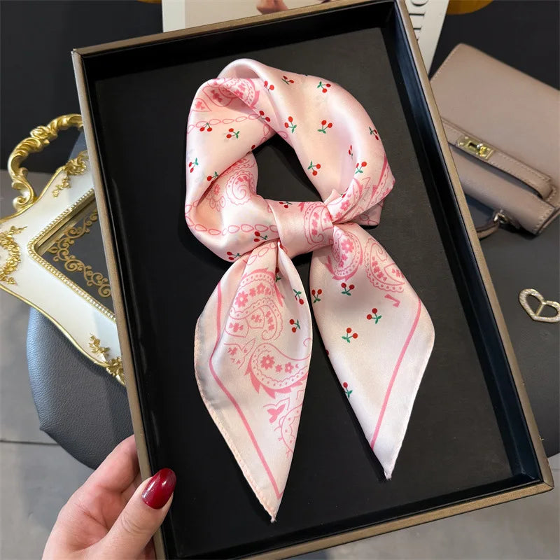 Bohemian Style Print Luxury Brand Silk Square Scarf Women Satin Shawls Neckerchief Wrap Scarves Bandana Hair Hjiab Floral - Vestico