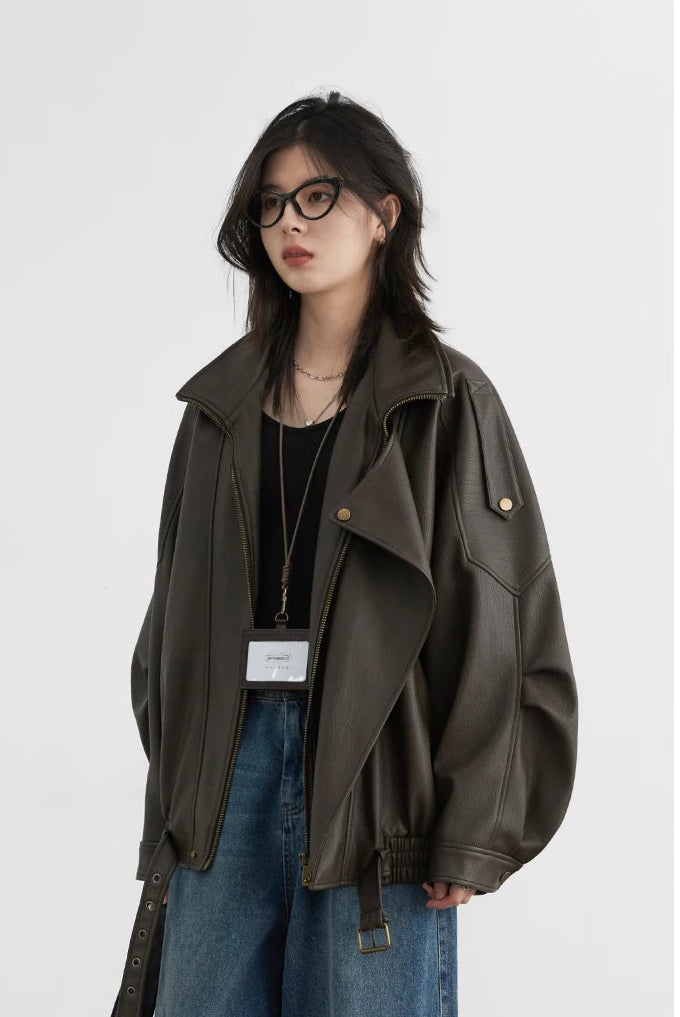 Veste Femme Similicuir – Col Rétro Chic - Vestico