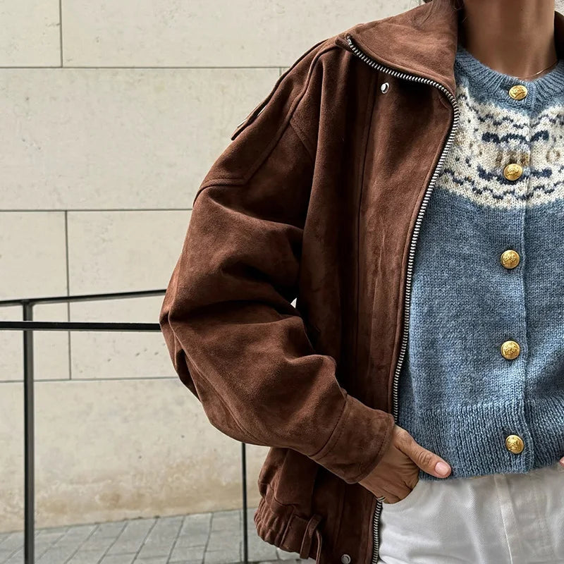 Veste Suédine Femme – Vintage Oversize - Vestico