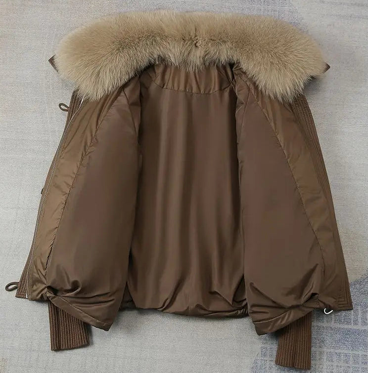 Doudoune Femme Col en Fausse Fourrure, Veste Épaisse et Chaude Hiver 2025