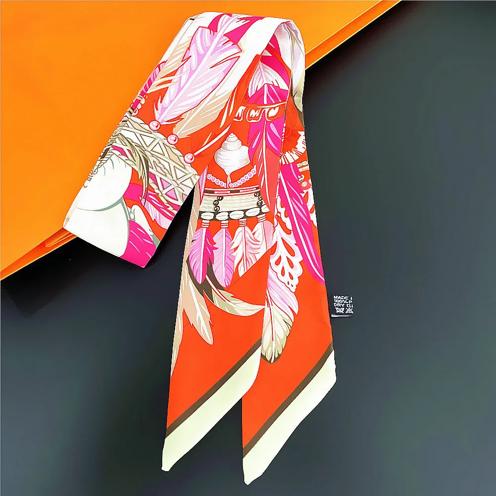 Foulard Femme Imprimé – Écharpe Fine en Soie, Accessoire pour Sac & Cheveux - Vestico