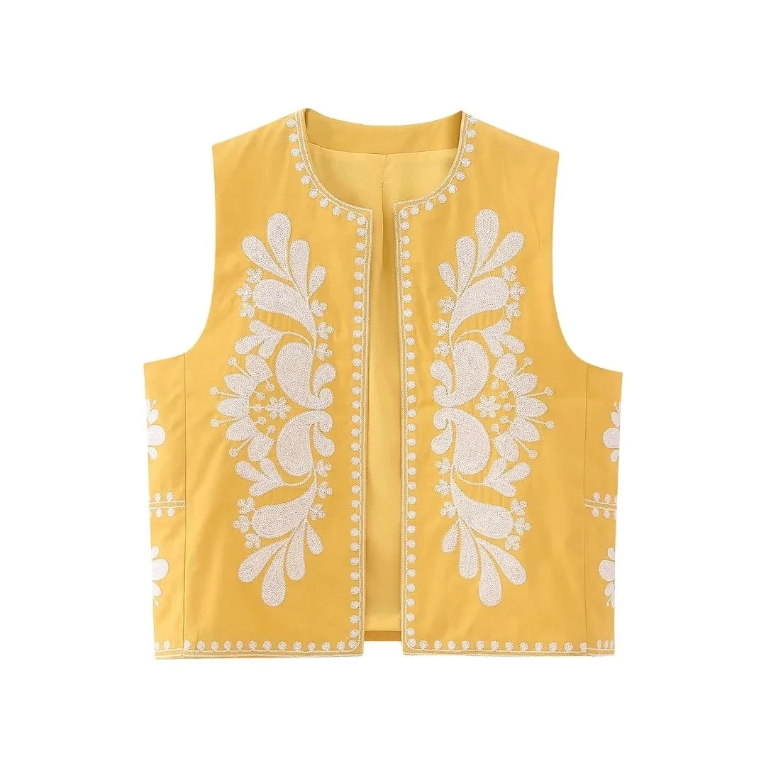 Gilet Femme Brodé Floral – Sans Manches Été 2025 - Vestico