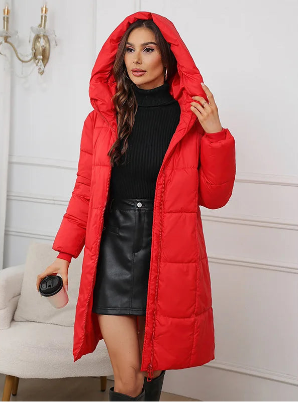 Doudoune Longue Femme Épaisse à Capuche – Manteau Chaud Automne Hiver 2024